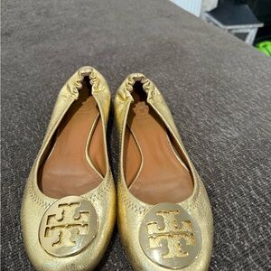 Tory Burch Metallic Gold Flats